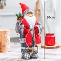 30cm Sitting Santa Claus doll in grey plush outfit with red scarf and vintage lantern - Style B (30cm)