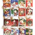 Variety pack of 16 Christmas gift bags with festive Santa patterns and gold ties - 14 Greeting Cards