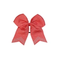 Coral pink grosgrain ribbon hair bow tie with sparkling rhinestone patterns and black elastic - Watermelon red