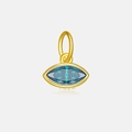 Pendente occhio in argento S925 placcato oro con zircone blu taglio marquise lucente - Solo Ciondolo (Senza Catena) / Stile Blu Mare (Tono Oro 18K)