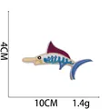 Detailed view of violet swordfish embroidery patch with 10cm by 4cm dimensions - Purple Swordfish Style (8#)