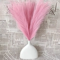 Pink artificial pampas grass bouquet in a white minimalist ceramic vase for home decor - 43-45cm 7 Forks / Dust Rose