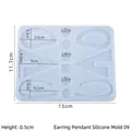 Light blue water drop silicone earring mold for DIY resin jewelry making, 15x11.7cm - Style 6 / Translucent White