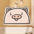 Simpatico tappetino da bagno rosa a forma di maialino semicircolare per la casa - 30*50cm [Terra di diatomee sottile] / Maialino