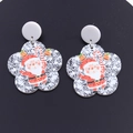 Christmas theme earrings with Santa Claus and bell patterns in flower shape design - Santa Claus