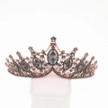 Baroque crown for brides in rose gold finish with dark grey marquise rhinestones - Kids Version Antique Copper Black Rhinestone Crown