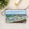 Mini zipper coin purse with Impressionist landscape oil painting and key ring - Pastoral Style
