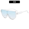 Occhiali da sole monopezzo alla moda con montatura trasparente e lenti azzurre - Montatura Trasparente Lenti Sfumate Blu