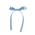 Detail of light blue satin ribbon bow hair clip with long streamers on white background - Red (311#)