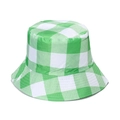 Classic green and white checkered fisherman bucket hat in cotton canvas for summer - M / Green