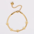 Bracciale a catena serpente dorata con margherite, ciondolo a cuore e moschettone - Bracciale Oro