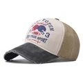 Berretto da baseball lavato vintage con grafiche football e dettagli bordo usurati - Regolabile / 73 Nero Davanti Cachi Dietro
