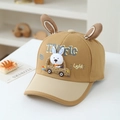 Detail of children's baseball cap with rabbit ears and cute cartoon car embroidery - 52cm (3-6 Years) / Brown