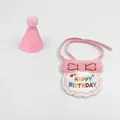 Pink pet birthday party set with embroidered bib and cone hat for cats and dogs - Pink Birthday Hat + Bib Set