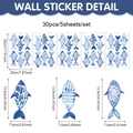 Blue Mediterranean watercolor fish wall stickers 30pcs set for ocean theme home decor - Watercolor Blue Fish Set (30pcs/5 Sheets) / 20x30cm