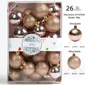 Set of 26 rose gold Christmas ornaments with glitter and shiny finish for holiday trees - Set of 26 / Rose Gold