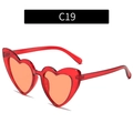 Fashion heart shaped sunglasses with red transparent frames and amber lenses C19 - Transparent Red Frame Orange Lens