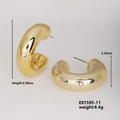 Thick golden C-shaped hoop earrings with a polished metallic finish and 2.9cm height - Gold Voluminous C-shape (E01595-11)