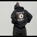 Black oversized hoodie featuring billiard 8-ball leopard print and motivational text - S / Black (Thin Style)