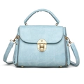 Light blue multi-layer crossbody handbag with golden clasp and textured finish - Smooth Blue
