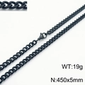 Collier chaîne en acier inoxydable noir, taille 450x5mm et poids 19g, style épuré - 5mm x 45cm / Noir