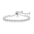 Silver adjustable tennis bracelet with marquise-cut zircons and a slide clasp mechanism - 3*5mm Oval White Stone / Platinum