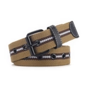 Khaki Leinwand gestreifter Gürtel mit schwarzer Metallschnalle und Lederbesatz Details - 120cmx3.8cm / Khaki Gestreift