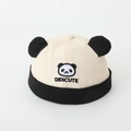 Close-up of baby panda beanie with cute 3D ears and DIDICUTE embroidery detail - 50cm 1-3 Years / Dual Ear Panda-Black
