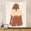 Dettaglio dell'arazzo con illustrazione di moda appeso a una parete con texture moderna - LC-17 (Donna in camicia/pantaloncini) / 73*95CM (Tessuto spazzolato)