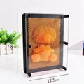 3D Pin Art creative toy in orange medium size showing a bear shape impression - Medium / Orange
