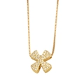 Gold plated cross necklace with sparkling cubic zirconia on a thin chain link - Letter X