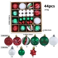 Christmas ball ornament set with 44 pieces featuring red and green painted star charms - 616-45 (Red Green White Stripe - 44pcs) / 3+6cm