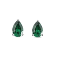 Elegant S925 sterling silver stud earrings featuring green pear-cut gemstones - 925 Silver/Zirconia / Green (Green Zirconia)