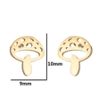 Detail showing 9mm x 10mm golden mushroom stud earrings made of stainless steel - 431 Mushroom / Gold