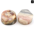 Lot de deux supports en agate naturelle polie avec texture marbrée rose et grise pour billes - Agate Folle
