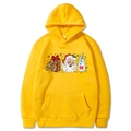 Yellow Christmas hoodie with Santa and milk print for festive couple outfit style - S / Yellow