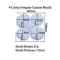 4-cavity irregular silicone resin coaster mold in translucent white with wavy edges - 4-Cavity Irregular Coaster Mold
