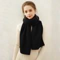 Schwarzer Strickschal für Damen aus weicher, warmer Kaschmir-ähnlicher Wolle - Schwarz