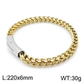 Bracelet tressé en acier titane bicolore or et argent de 220 mm de long et 6 mm - Bracelet Doré (KB139771-KFC) / 220x6mm