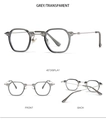 Detailed multi-angle views of grey transparent small frame sunglasses with metal temples - Grey Frame