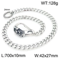 700mm silver punk skull wallet chain in stainless steel weighing 128g for bikers - Skull Head Style 70cm (KK144-Z)