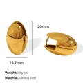 Golden teardrop stainless steel hoop earrings with 20mm height and secure clasp - Gold