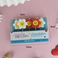 Five-piece smiley flower birthday candle set in red and white colors for cake decor - Red and White Flower Candle