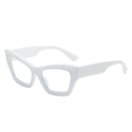 Retro cat-eye sunglasses with thick white frames and blue light blocking clear lenses - White Frame