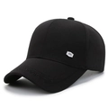Casquette de baseball noire classique pour hommes avec plaque métal et bord gaufré - Réglable / Noir