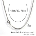 Sleek 3mm silver stainless steel snake chain necklace with 45cm length and lobster clasp - 3.0mm Cuban Chain - Silver