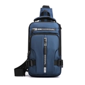 Waterproof navy blue nylon chest bag with professional series print for men - Upgraded 6-Pocket / Dark Blue