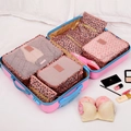 Lot de 6 organiseurs de voyage avec imprimé léopard et tissu rose pour valises - Imprimé léopard