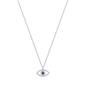 S925 Sterling Silber Halskette mit bösem Blick, blauem Zirkon und Mikro-Pavé-Kristallen - Halskette