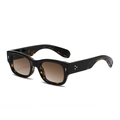 Schwarze Rechteck-Sonnenbrille mit Bügeln in Schildpatt-Optik und Stern-Nieten - Schildpatt Rahmen Tee Gläser C2